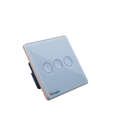 Công tắc cảm ứng thông minh BLE 3 nút kính lõm