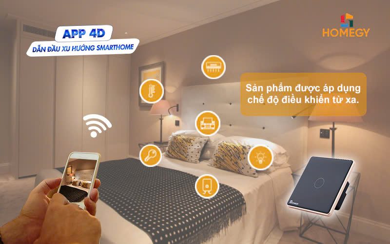 Công tắc cảm ứng thông minh BLE 4 nút công suất cao kính phẳng