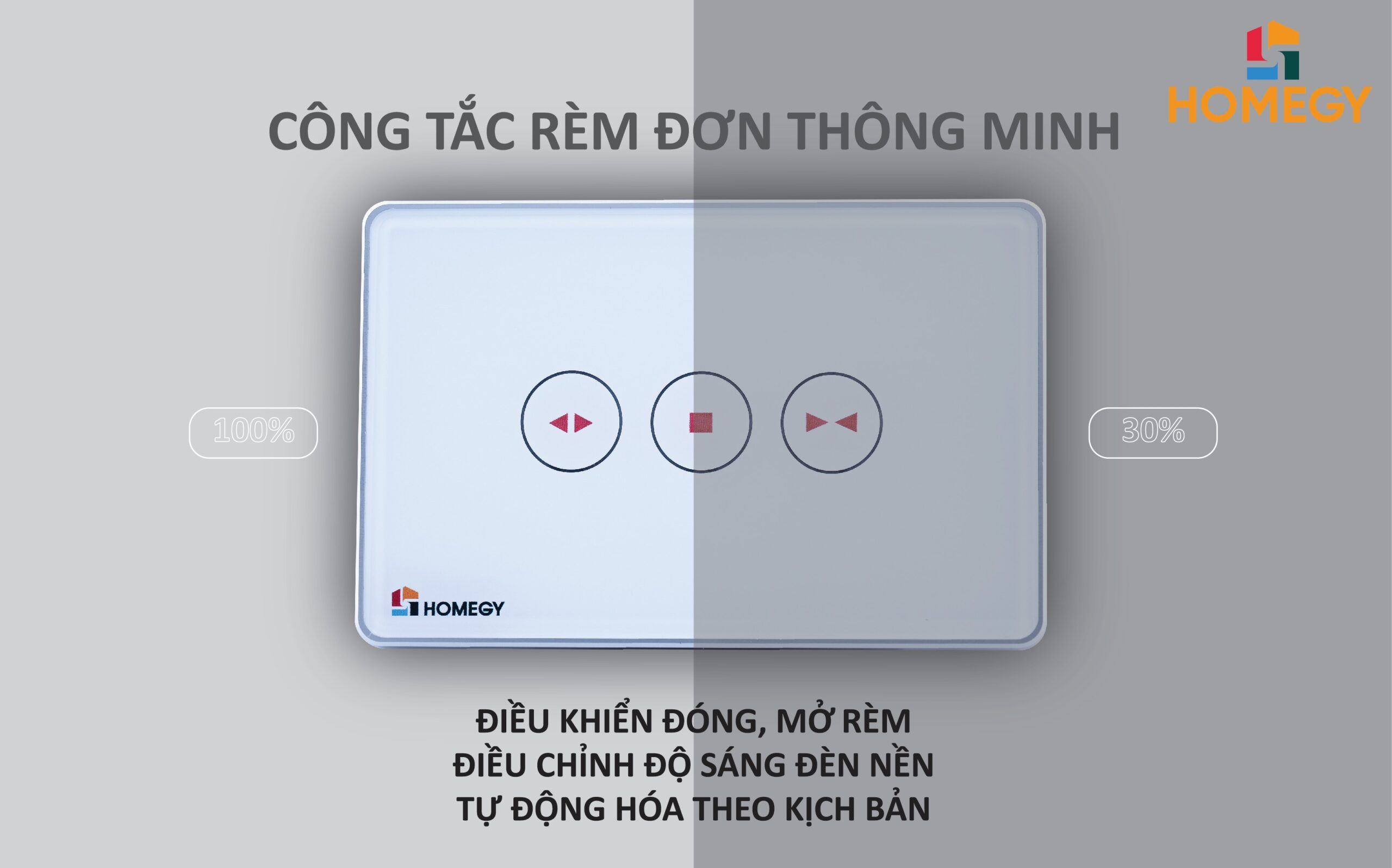 Công tắc cảm ứng thông minh BLE rèm đơn kính phẳng