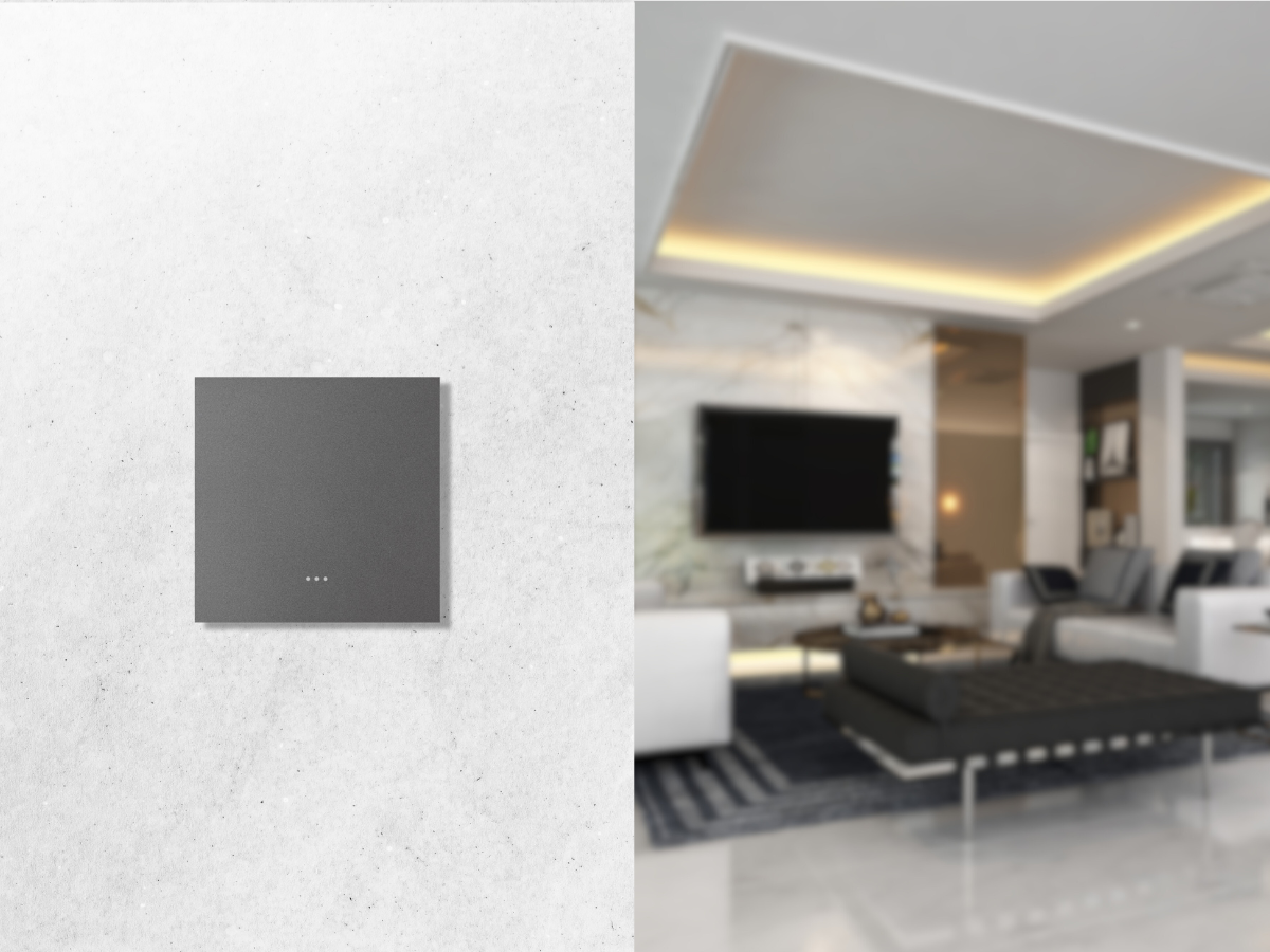 Công tắc cơ thông minh vuông 1 nút Zigbee màu xám