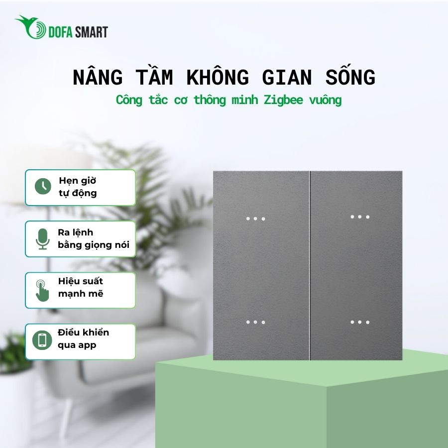 Công tắc cơ thông minh Zigbee 4 nút DOFA SMART màu xám
