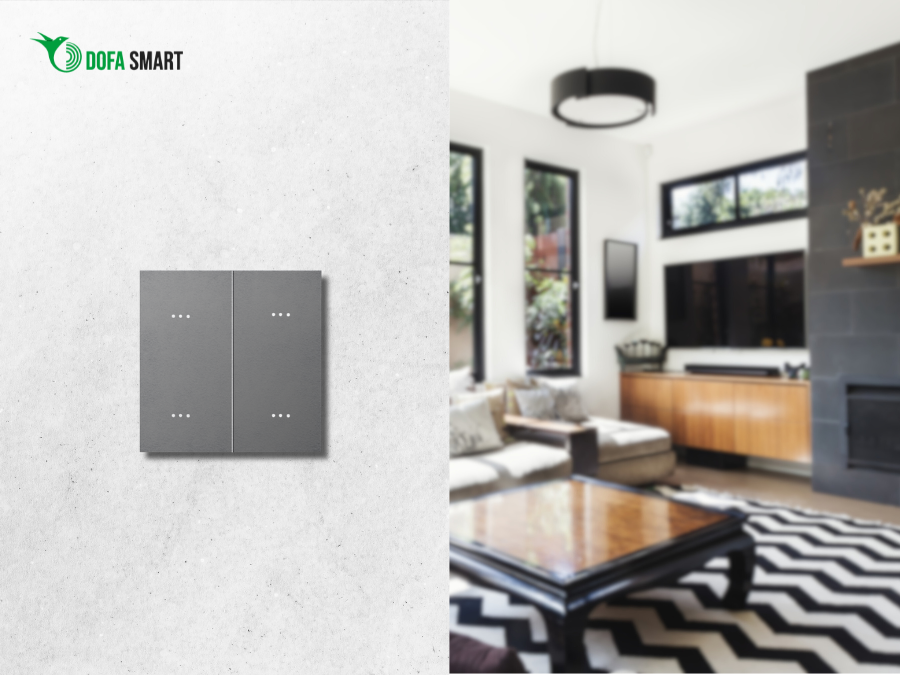 Công tắc cơ thông minh Zigbee 4 nút DOFA SMART màu xám