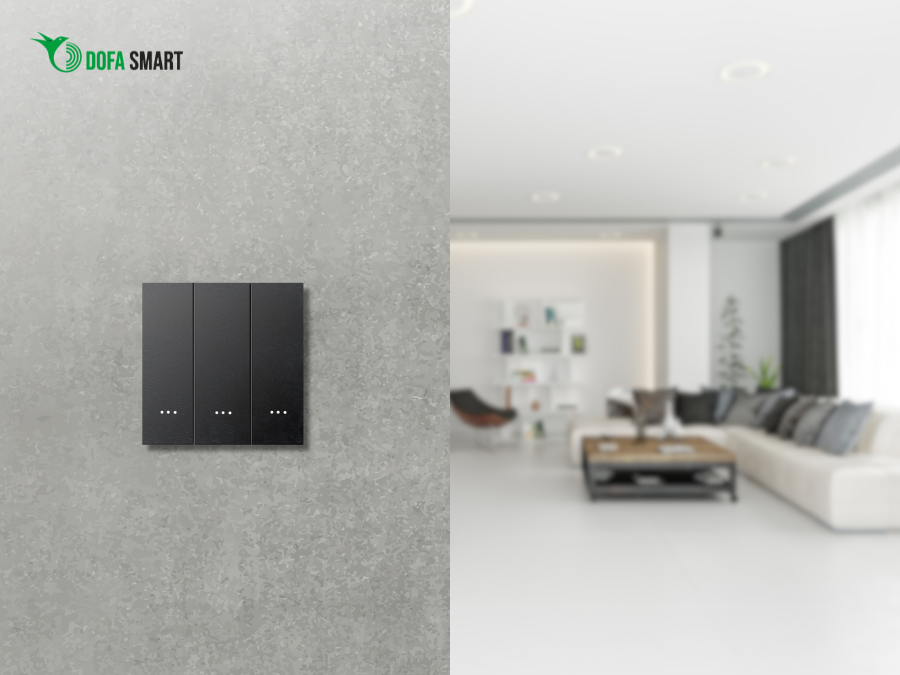Công tắc cơ thông minh Zigbee 3 nút DOFA SMART màu đen