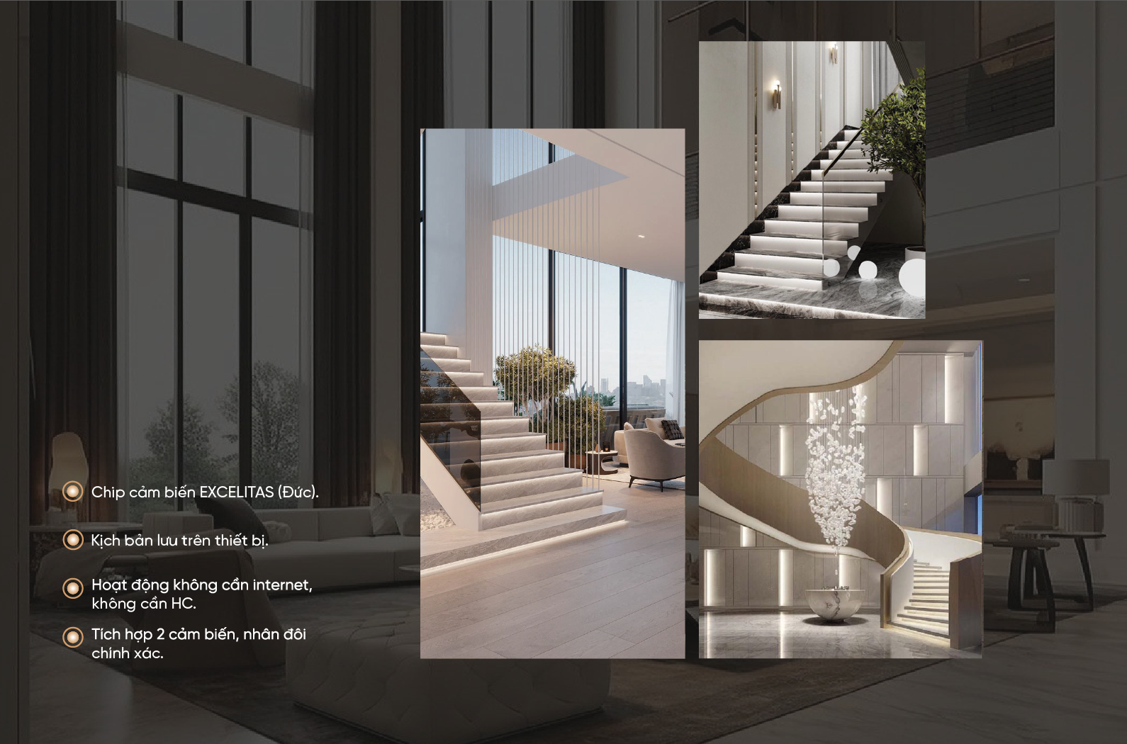 Công tắc cảm ứng thông minh BLE cảm biến cầu thang kính lõm