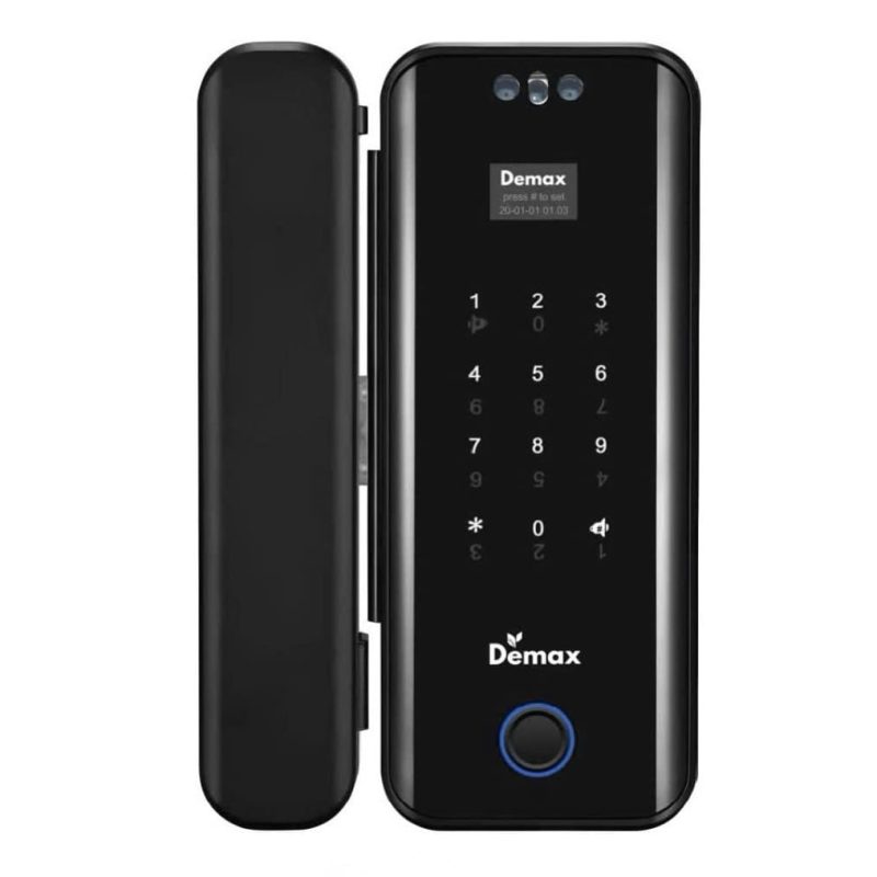 Khóa cửa kính Demax EL900G BL, Face ID, App wifi, có điều khiển Remote